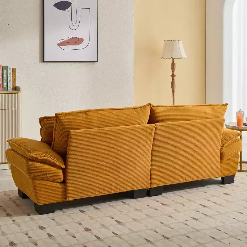 84W Loveseat Sofa with Pillows, Comfy Corduroy Upholstered Deep Seat Sofa Couch 4B - ModernLuxe