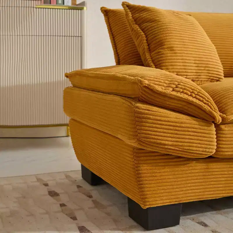 84W Loveseat Sofa with Pillows, Comfy Corduroy Upholstered Deep Seat Sofa Couch 4B - ModernLuxe