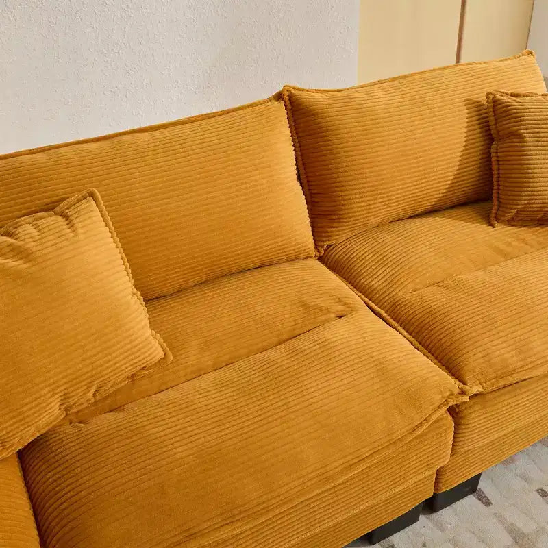 84W Loveseat Sofa with Pillows, Comfy Corduroy Upholstered Deep Seat Sofa Couch 4B - ModernLuxe