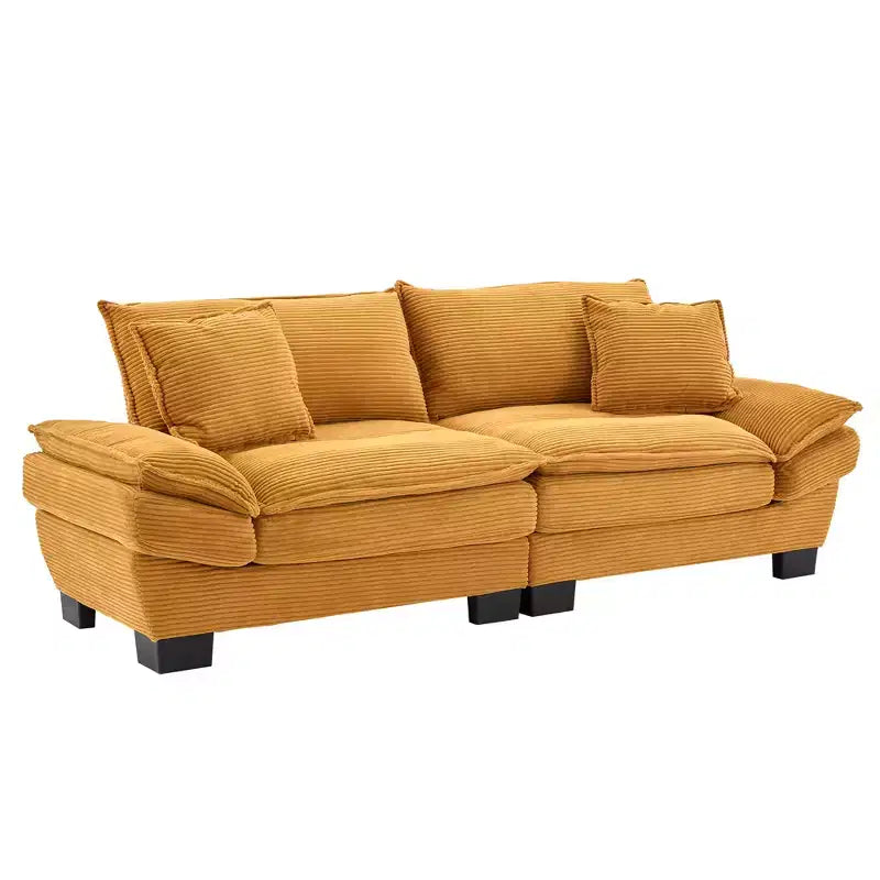 84W Loveseat Sofa with Pillows, Comfy Corduroy Upholstered Deep Seat Sofa Couch 4B - ModernLuxe