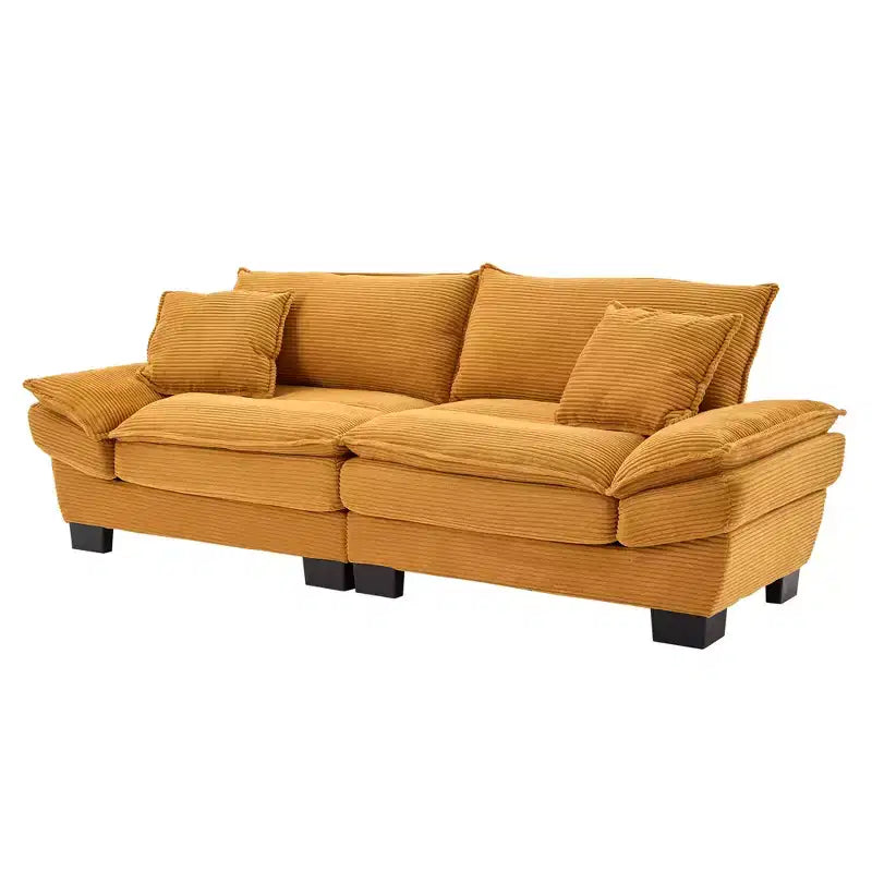 84W Loveseat Sofa with Pillows, Comfy Corduroy Upholstered Deep Seat Sofa Couch 4B - ModernLuxe