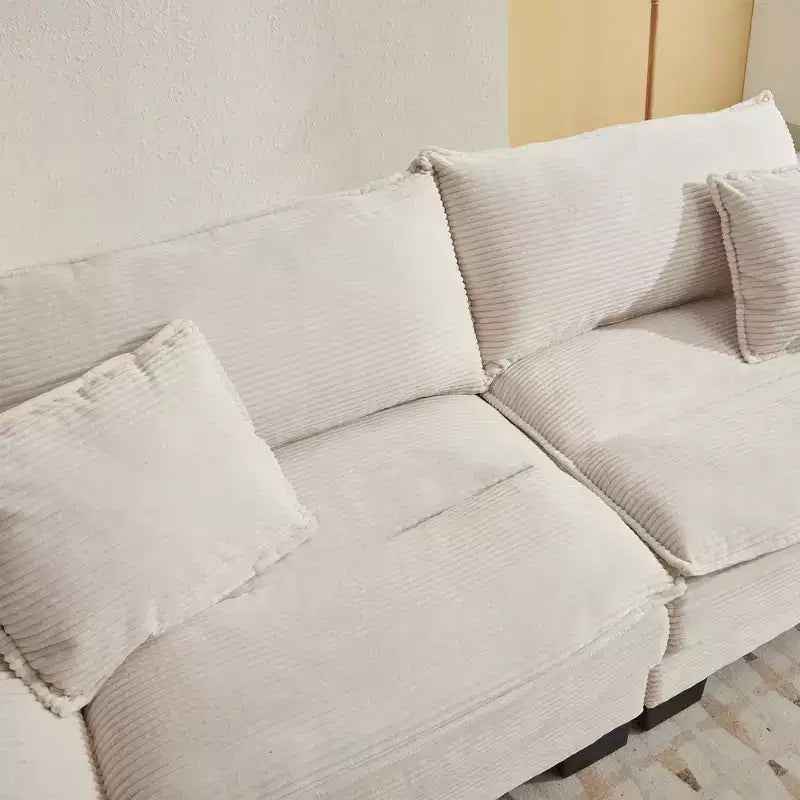 84W Loveseat Sofa with Pillows, Comfy Corduroy Upholstered Deep Seat Sofa Couch 4B - ModernLuxe