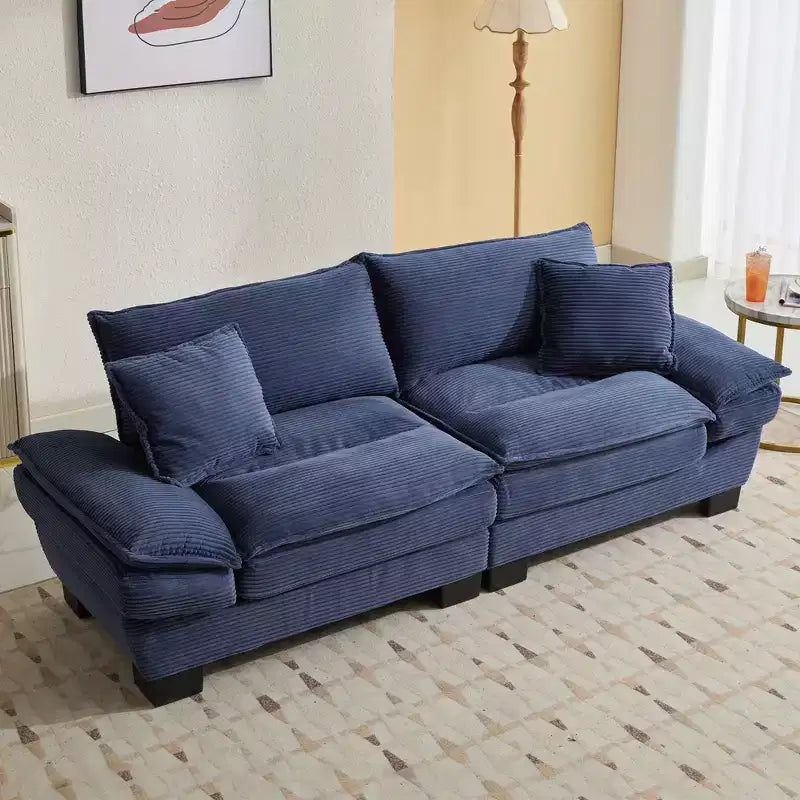 84W Loveseat Sofa with Pillows, Comfy Corduroy Upholstered Deep Seat Sofa Couch 4B - ModernLuxe